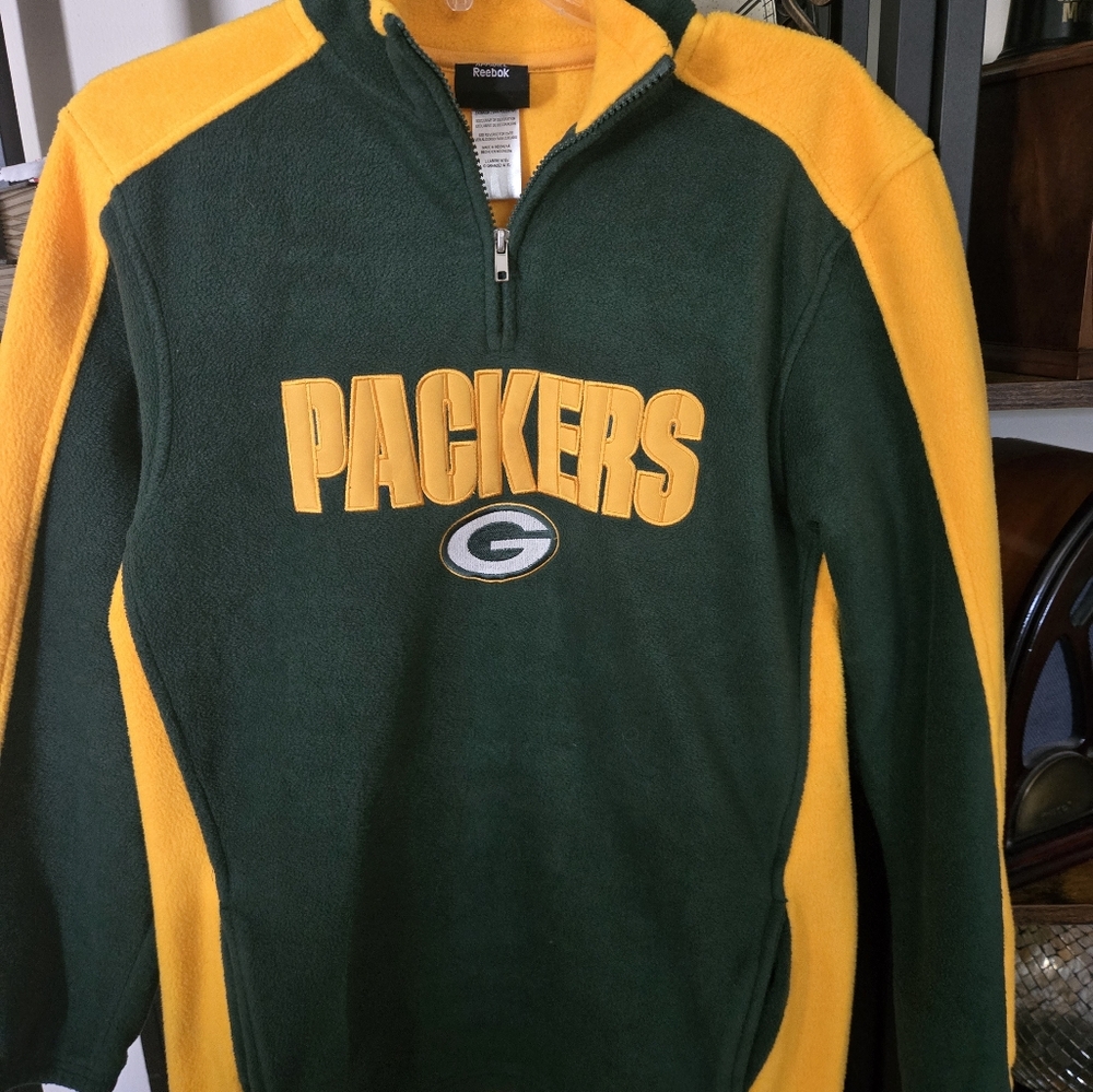 Green and Yellow Packers Pullover by Reebok